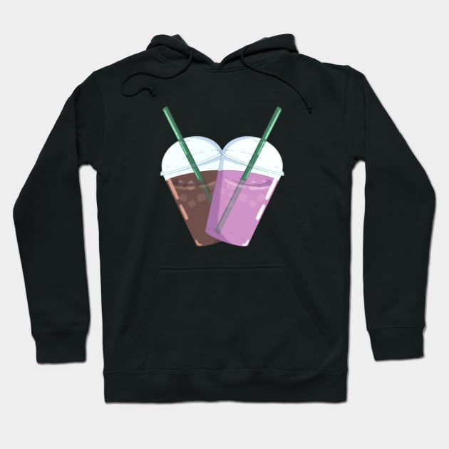 Iced Coffee & Pink Milk Heart Hoodie by Raquel